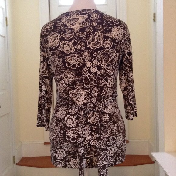 Brown & White printed top Large - Picture 2 of 3